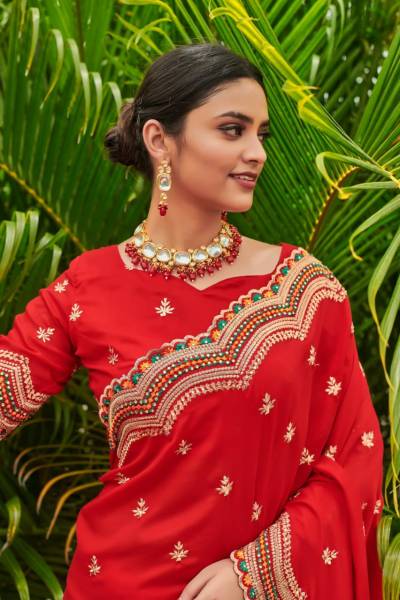 Surmai By At Fancy Vichitra Embroidered Saree Collection